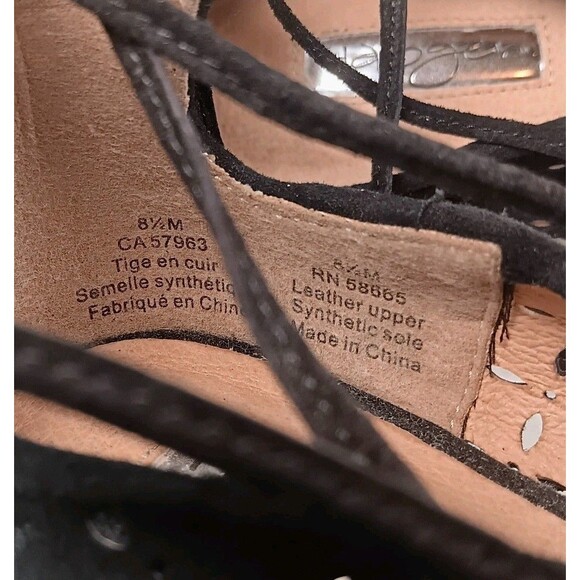 NWT HALOGEN Black LEATHER Suede LASERCUT Lace Up TASSLE Ballet Flats Sz 8.5 M - Picture 11 of 14